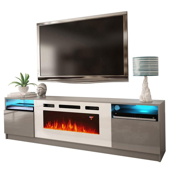 York WH02 Electric Fireplace Modern 79" TV Stand - Gray
