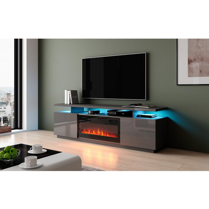 Eva-KBL Electric Fireplace Modern 71" TV Stand - Gray