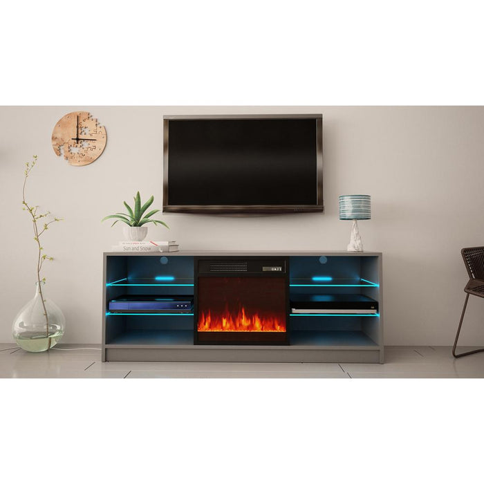 Manhattan Electric Fireplace Modern 58" TV Stand - Gray