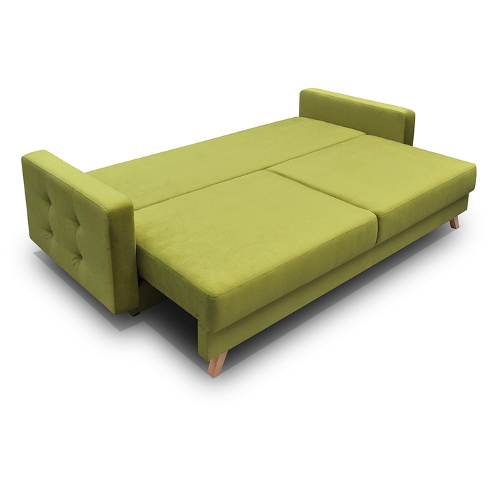 Vegas Mid-Century Modern Tufted Sleeper Sofa with Storage - Green