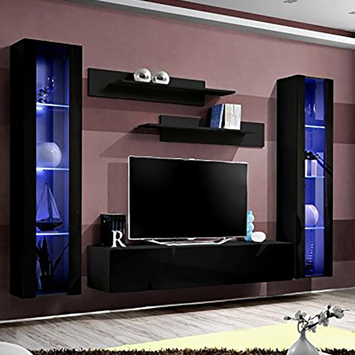 Fly A 30TV Wall Mounted Floating Modern Entertainment Center - Black AB2