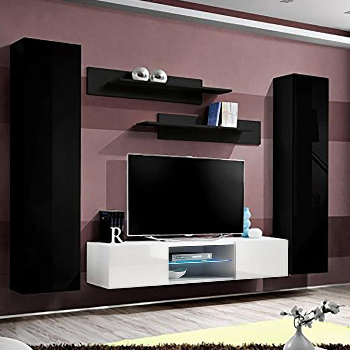 Fly A 33TV Wall Mounted Floating Modern Entertainment Center - Black/White AB1