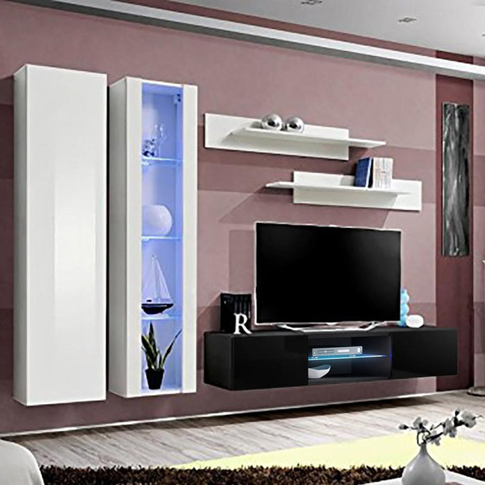 Fly A 33TV Wall Mounted Floating Modern Entertainment Center - White/Black A4