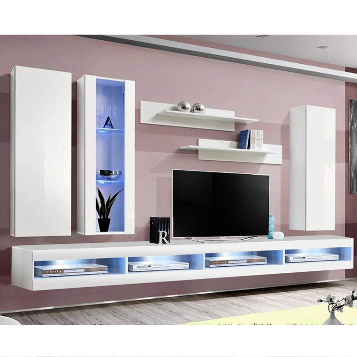 Fly E 34TV Wall Mounted Floating Modern Entertainment Center - White EF4