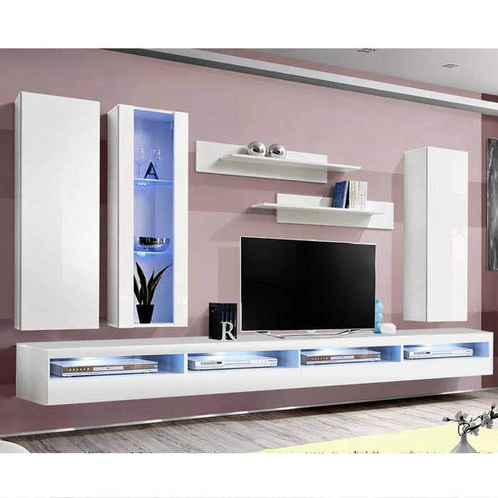 Fly E 35TV Wall Mounted Floating Modern Entertainment Center - White EF4