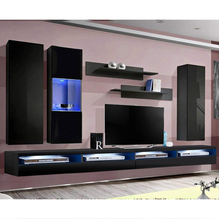 Fly E 35TV Wall Mounted Floating Modern Entertainment Center - Black EF5