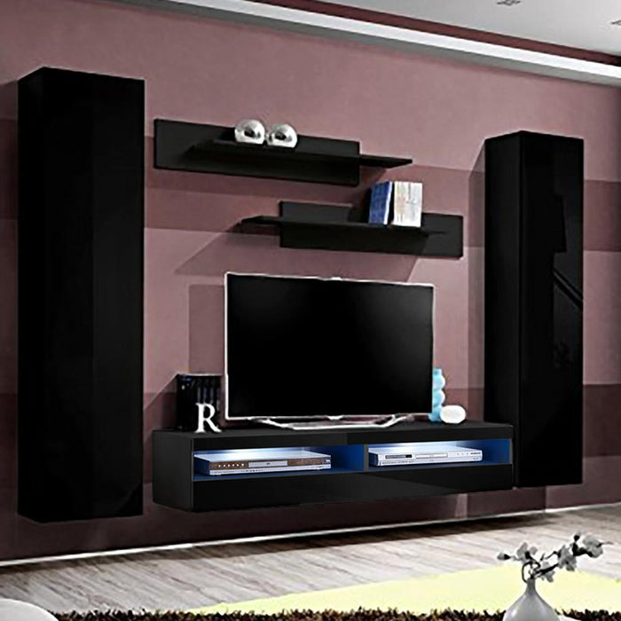 Fly A 35TV Wall Mounted Floating Modern Entertainment Center - Black AB1