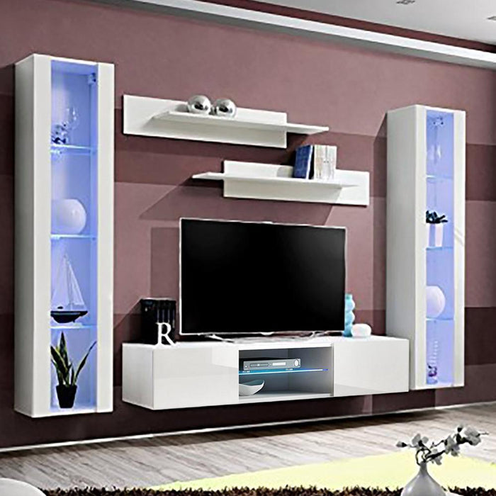 Fly A 33TV Wall Mounted Floating Modern Entertainment Center - White AB2