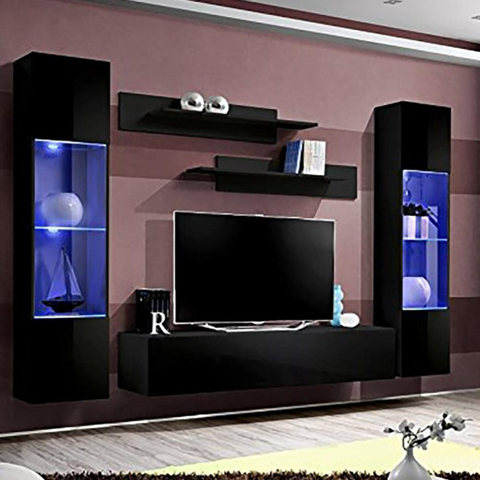 Fly A 30TV Wall Mounted Floating Modern Entertainment Center - Black AB3