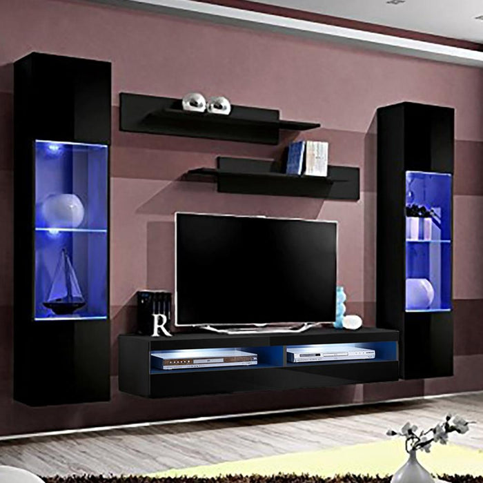 Fly A 35TV Wall Mounted Floating Modern Entertainment Center - Black AB3