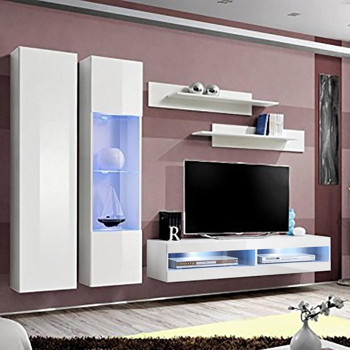 Fly A 34TV Wall Mounted Floating Modern Entertainment Center - White A5