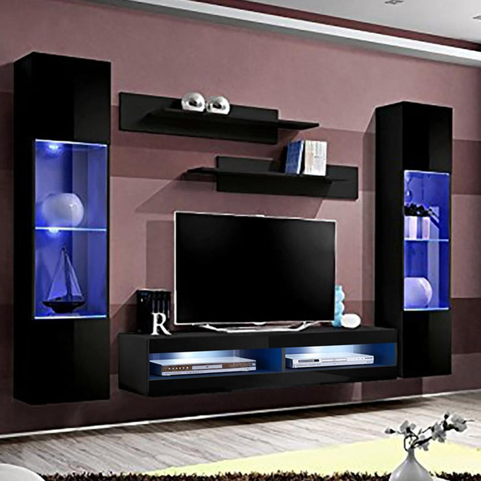 Fly A 34TV Wall Mounted Floating Modern Entertainment Center - Black AB3