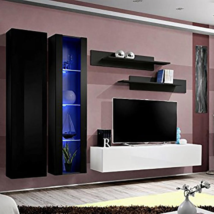 Fly A 30TV Wall Mounted Floating Modern Entertainment Center - Black/White A4