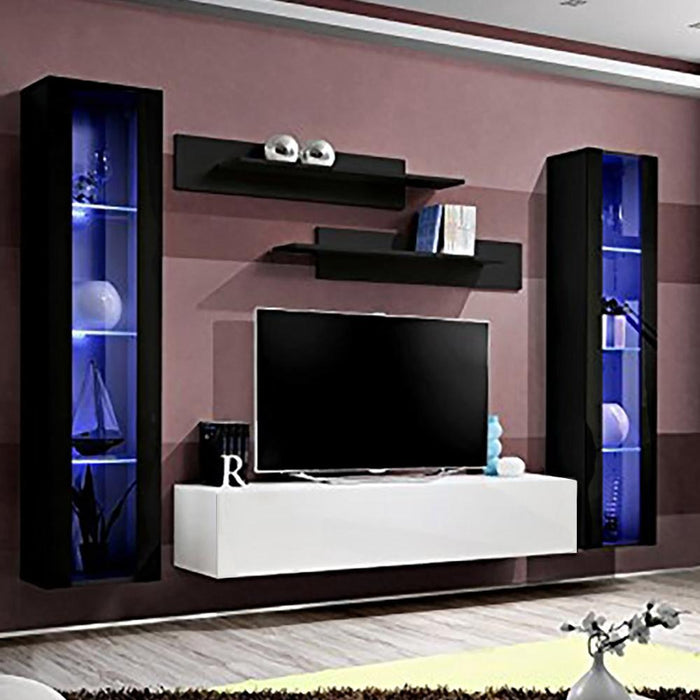 Fly A 30TV Wall Mounted Floating Modern Entertainment Center - Black/White AB2
