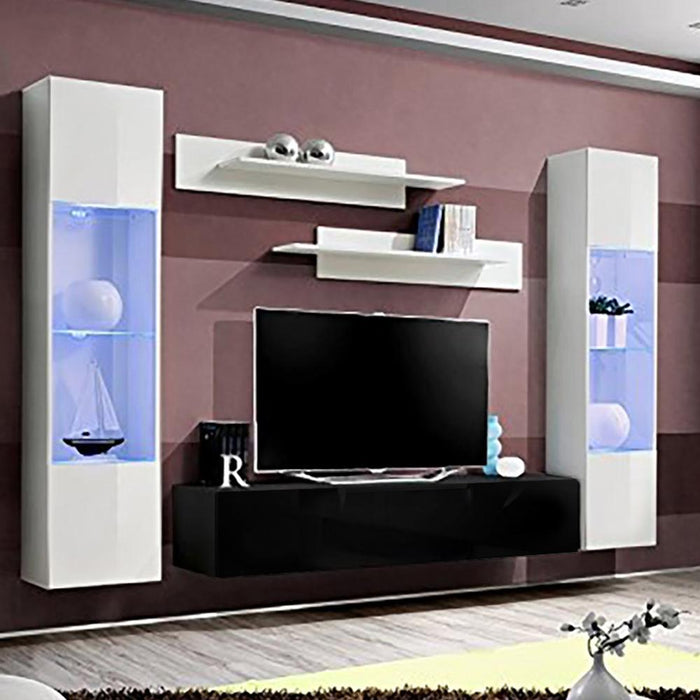 Fly A 30TV Wall Mounted Floating Modern Entertainment Center - White/Black AB3