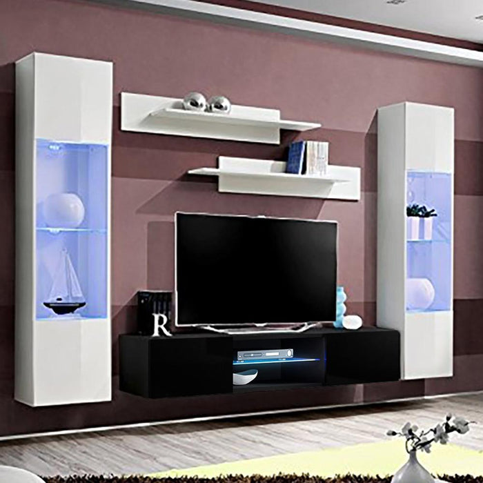 Fly A 33TV Wall Mounted Floating Modern Entertainment Center - White/Black AB3