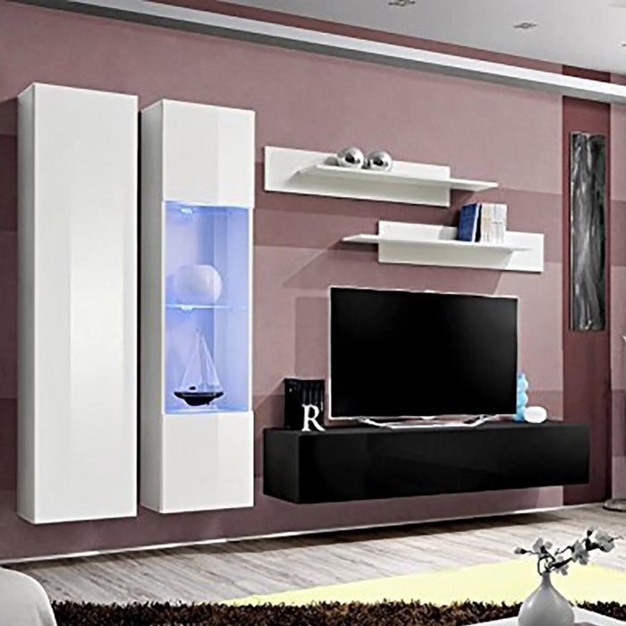 Fly A 30TV Wall Mounted Floating Modern Entertainment Center - White/Black A5