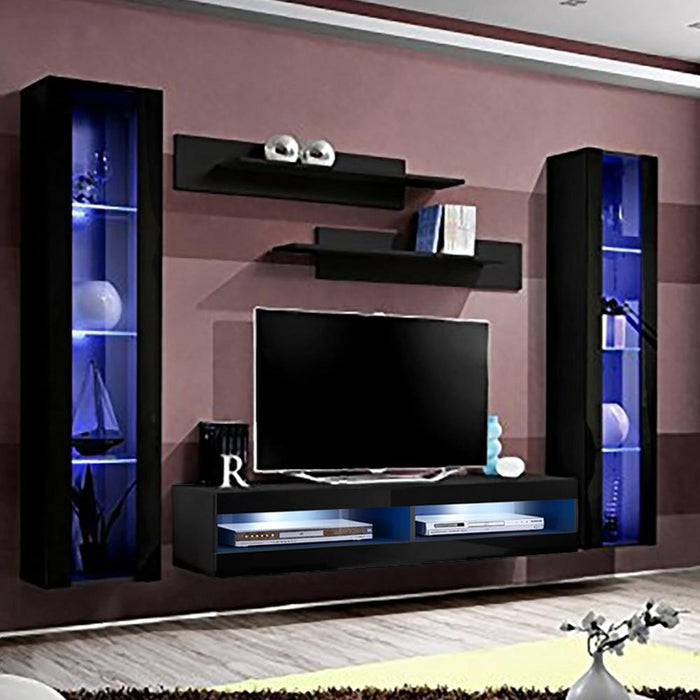 Fly A 34TV Wall Mounted Floating Modern Entertainment Center - Black AB2