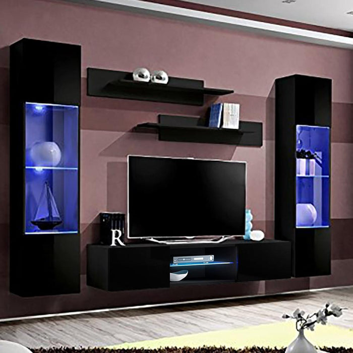 Fly A 33TV Wall Mounted Floating Modern Entertainment Center - Black AB3