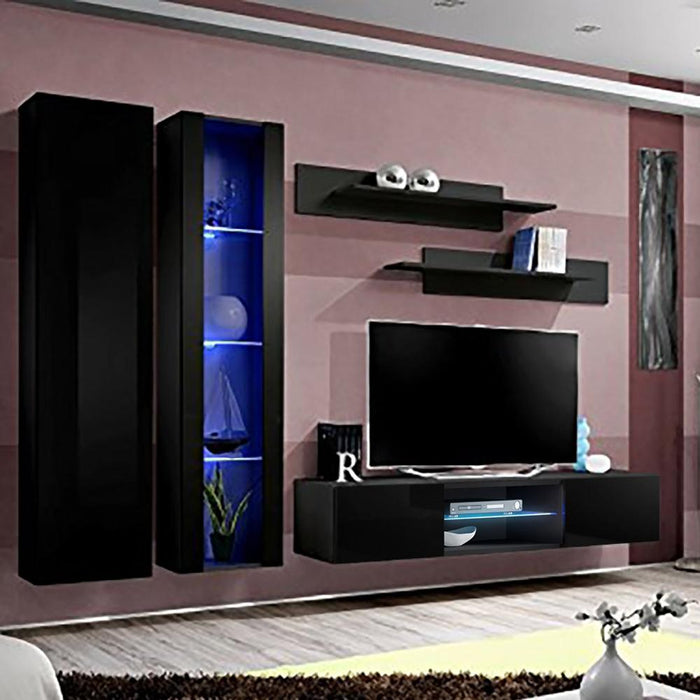 Fly A 33TV Wall Mounted Floating Modern Entertainment Center - Black A4