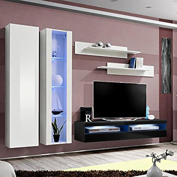 Fly A 35TV Wall Mounted Floating Modern Entertainment Center - White/Black A4