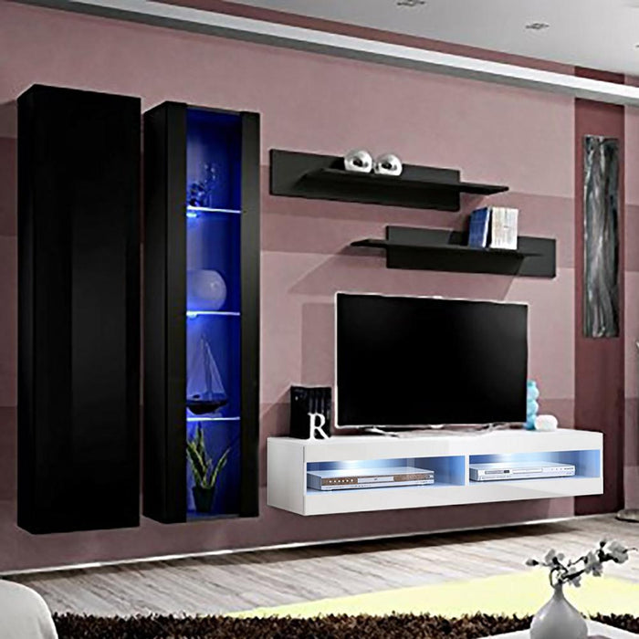 Fly A 34TV Wall Mounted Floating Modern Entertainment Center - Black/White A4