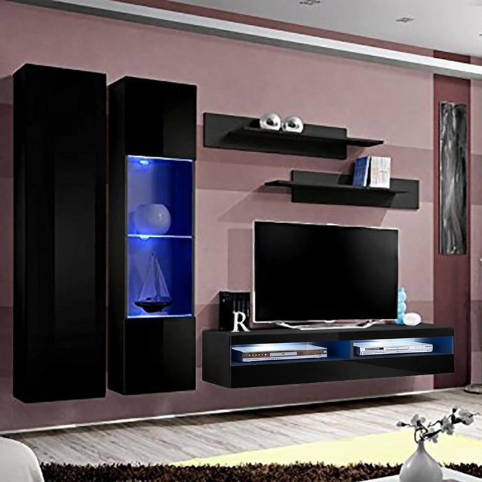 Fly A 35TV Wall Mounted Floating Modern Entertainment Center - Black A5