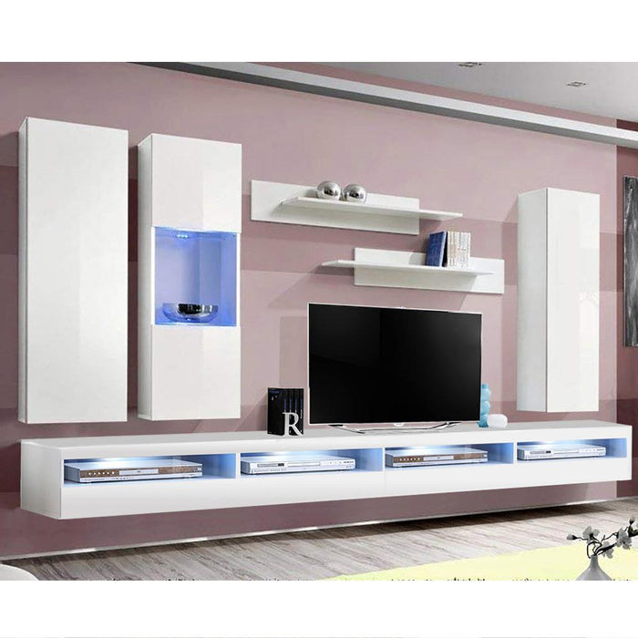 Fly E 35TV Wall Mounted Floating Modern Entertainment Center - White EF5