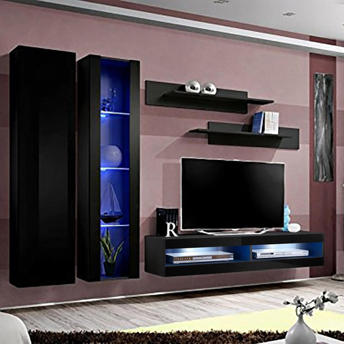 Fly A 34TV Wall Mounted Floating Modern Entertainment Center - Black A4