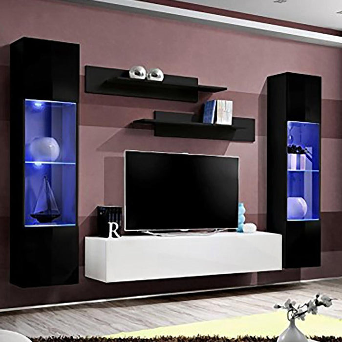 Fly A 30TV Wall Mounted Floating Modern Entertainment Center - Black/White AB3