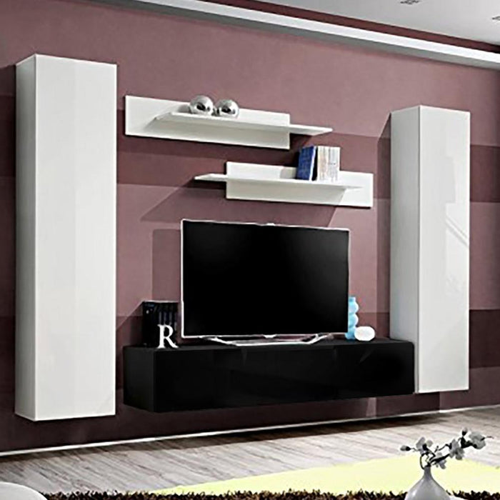 Fly A 30TV Wall Mounted Floating Modern Entertainment Center - White/Black AB1