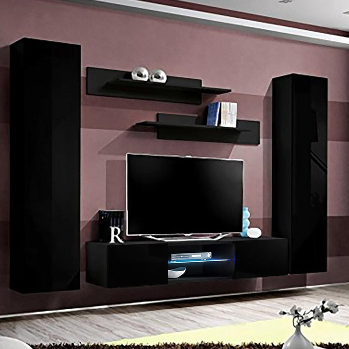 Fly A 33TV Wall Mounted Floating Modern Entertainment Center - Black AB1