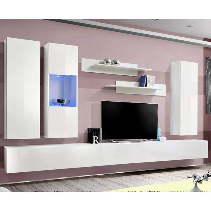 Fly E 30TV Wall Mounted Floating Modern Entertainment Center - White EF5