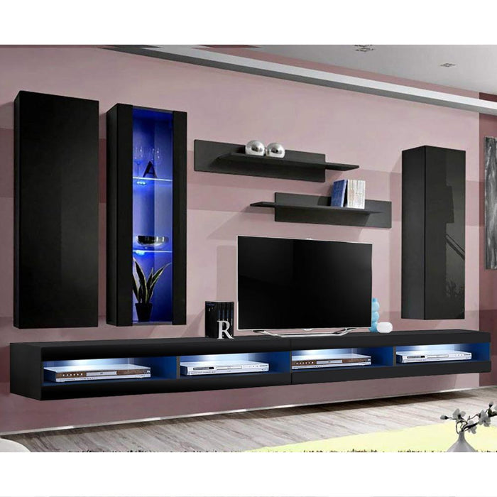 Fly E 34TV Wall Mounted Floating Modern Entertainment Center - Black EF4