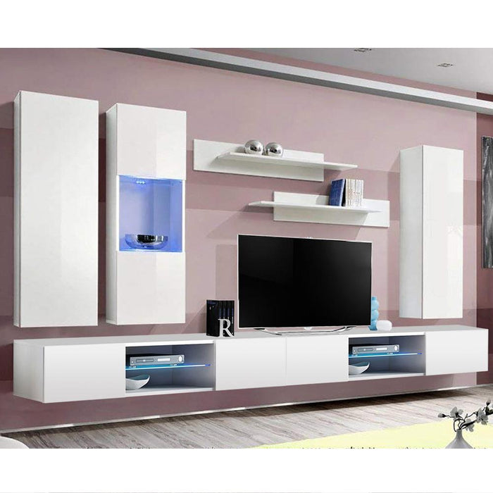 Fly E 33TV Wall Mounted Floating Modern Entertainment Center - White EF5