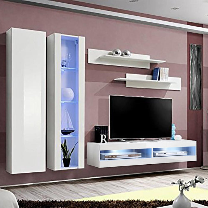 Fly A 34TV Wall Mounted Floating Modern Entertainment Center - White A4