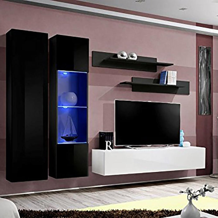 Fly A 30TV Wall Mounted Floating Modern Entertainment Center - Black/White A5