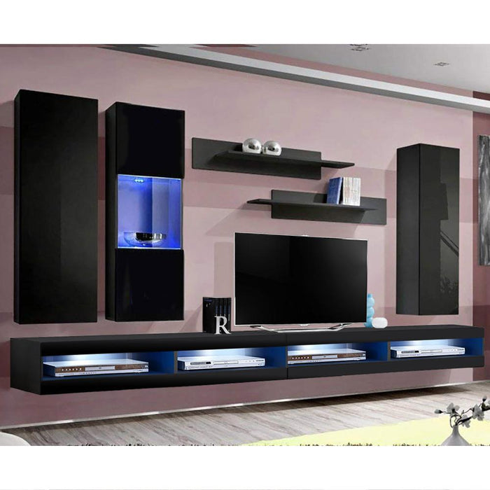 Fly E 34TV Wall Mounted Floating Modern Entertainment Center - Black EF5