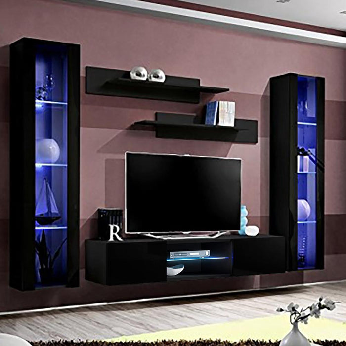 Fly A 33TV Wall Mounted Floating Modern Entertainment Center - Black AB2
