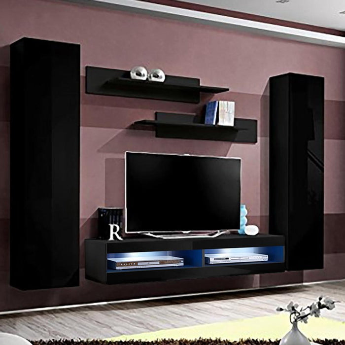 Fly A 34TV Wall Mounted Floating Modern Entertainment Center - Black AB1