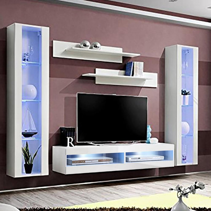 Fly A 34TV Wall Mounted Floating Modern Entertainment Center - White AB2