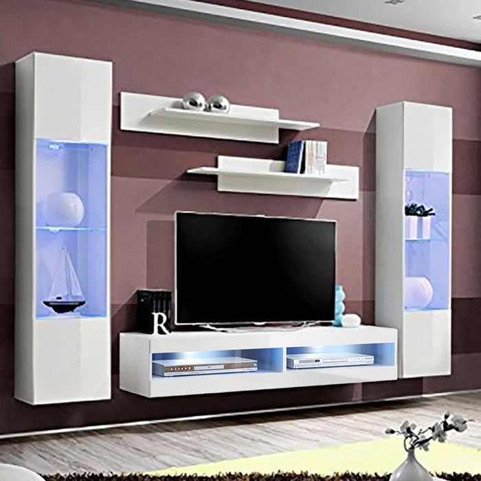 Fly A 34TV Wall Mounted Floating Modern Entertainment Center - White AB3
