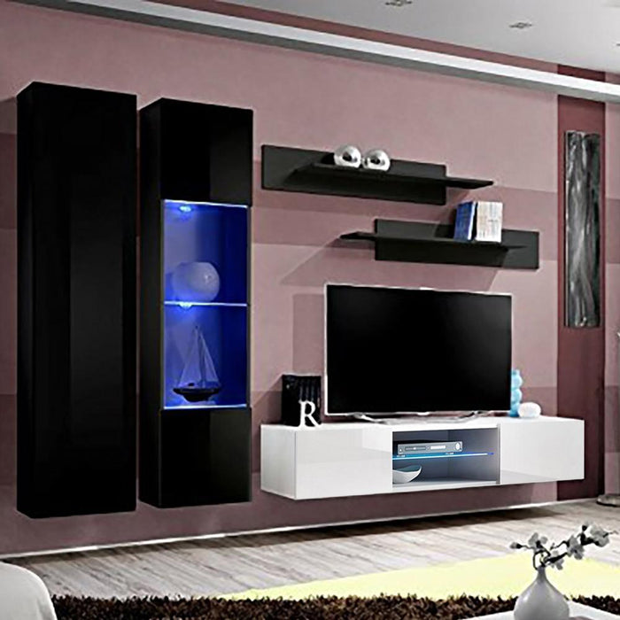 Fly A 33TV Wall Mounted Floating Modern Entertainment Center - Black/White A5