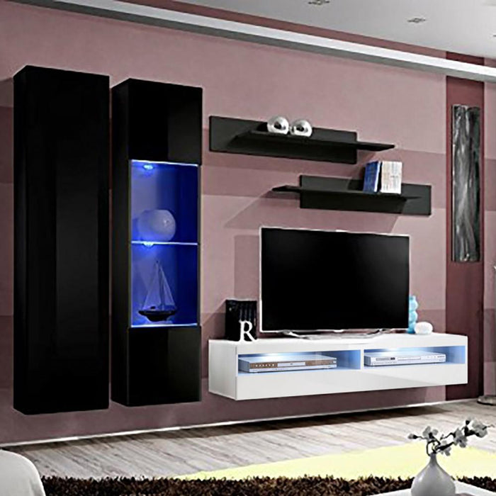 Fly A 35TV Wall Mounted Floating Modern Entertainment Center - Black/White A5