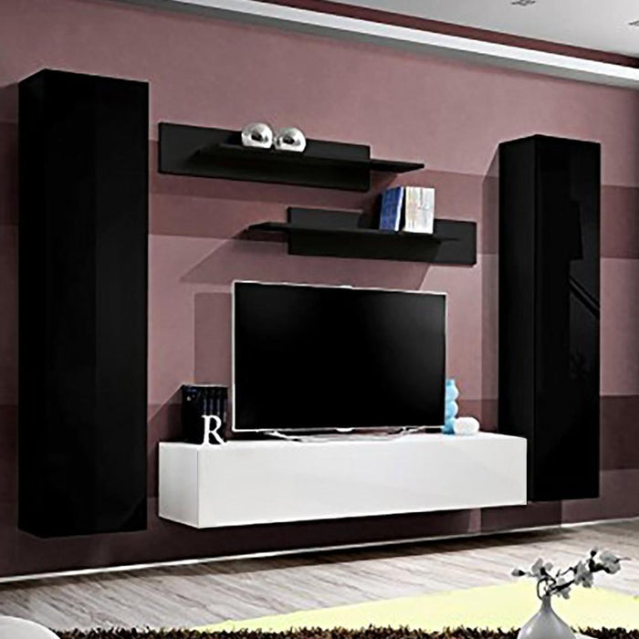 Fly A 30TV Wall Mounted Floating Modern Entertainment Center - Black/White AB1