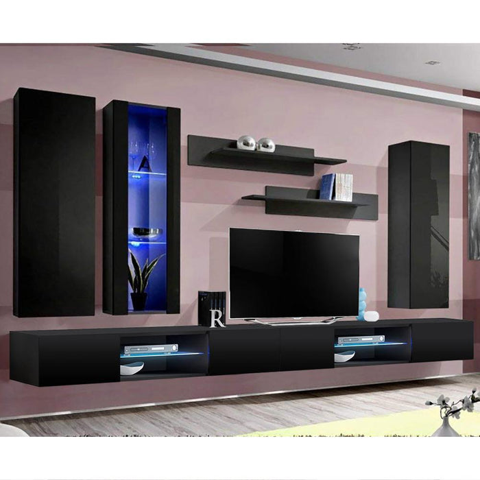 Fly E 33TV Wall Mounted Floating Modern Entertainment Center - Black EF4