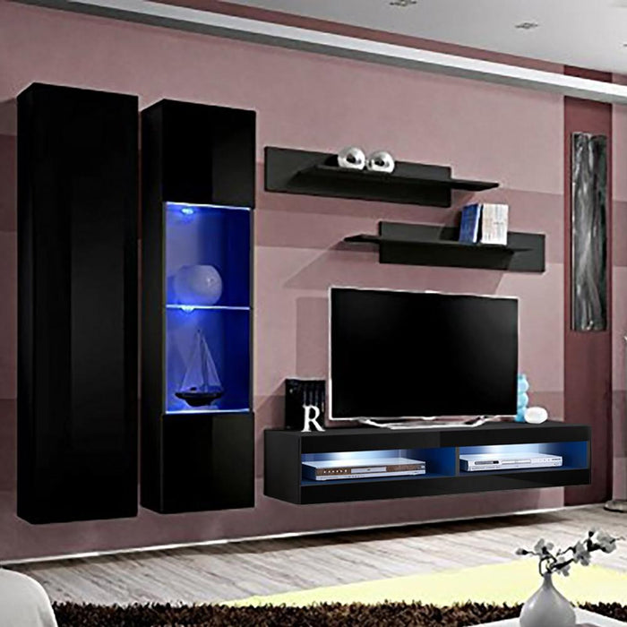 Fly A 34TV Wall Mounted Floating Modern Entertainment Center - Black A5