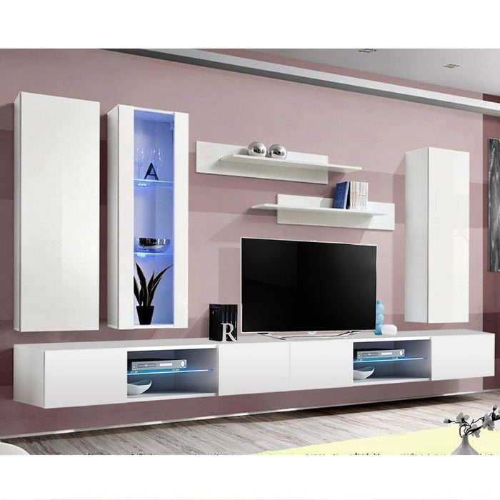 Fly E 33TV Wall Mounted Floating Modern Entertainment Center - White EF4