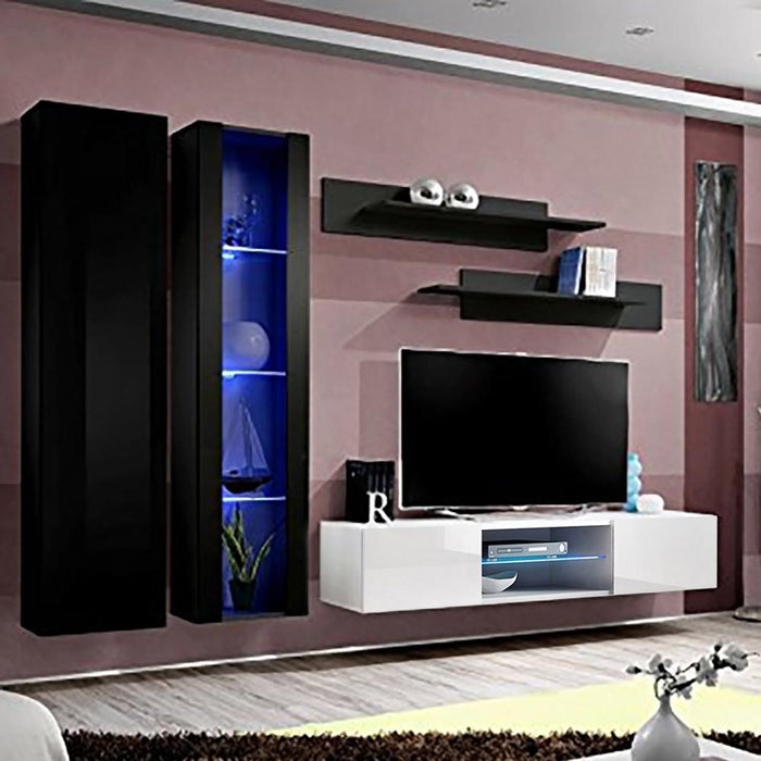 Fly A 33TV Wall Mounted Floating Modern Entertainment Center - Black/White A4