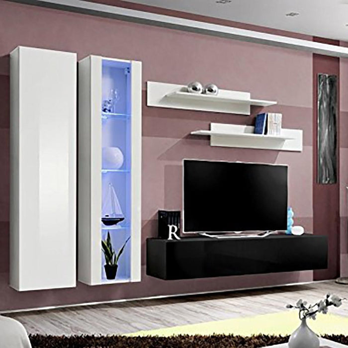 Fly A 30TV Wall Mounted Floating Modern Entertainment Center - White/Black A4